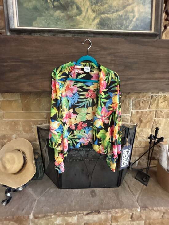 YBL Your Best Look Other - YBL Your Best Look Tropical Floral Print Sheer Kimono Cover-Up
